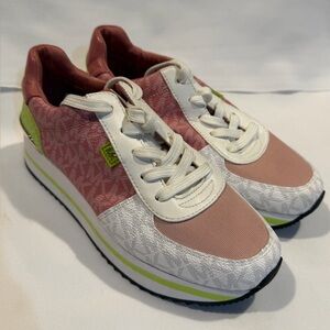 Michael Kors - Women's Monique Knit Running Trainer Sneakers Pink+White Size 6M